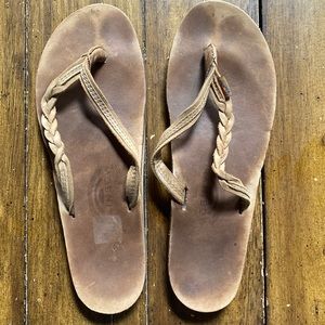 Rainbow leather sandals brown